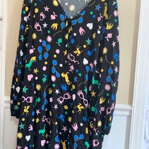 Harry Potter Womens Luna Lovegood Dress Size 4 Black V-Neck Side Zip Long Sleeve